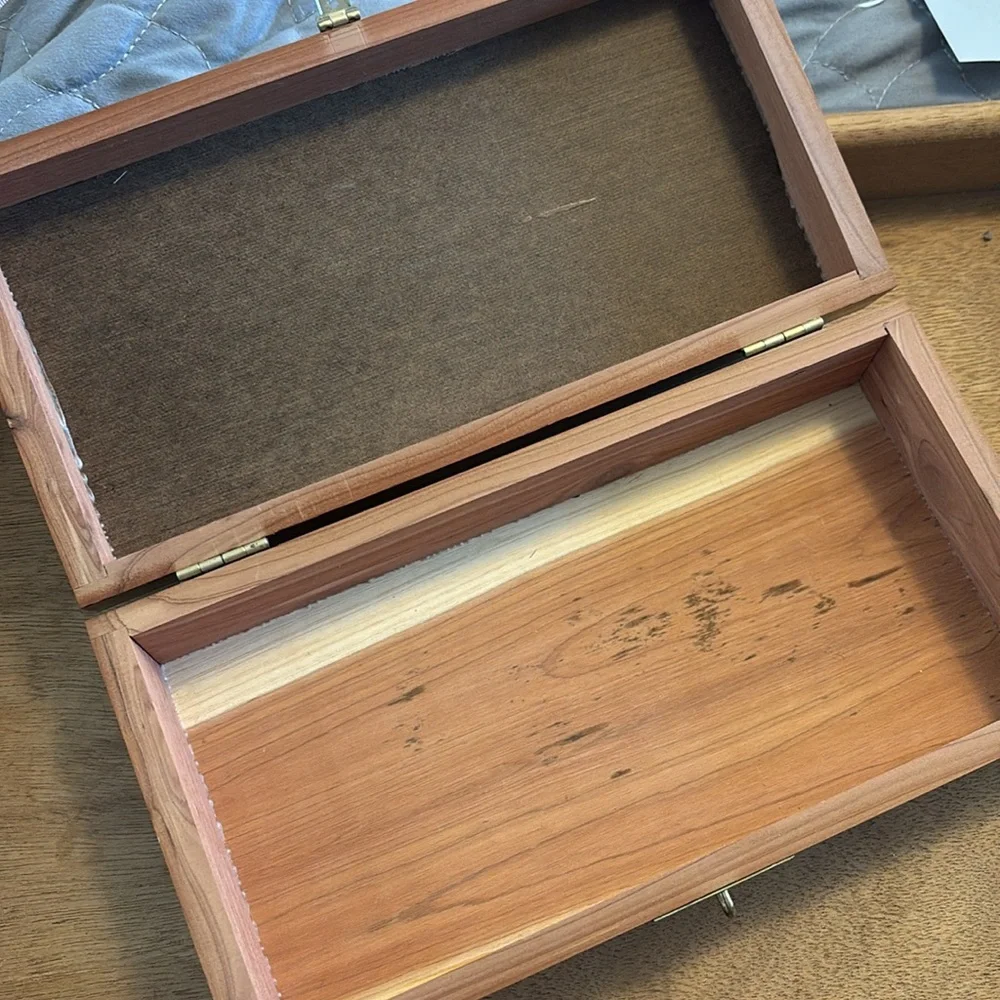 Vintage Wooden Trinket Box with Deer picture